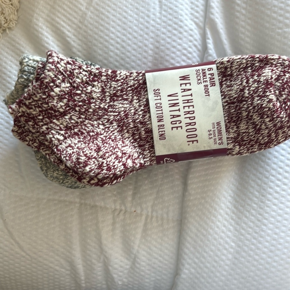 Weatherproof Vintage Ankle Boot Socks- Gray, Red, Olive, Black/White - 6 Pack